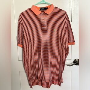 Mens Coral Striped Ralph Lauren Polo - Medium